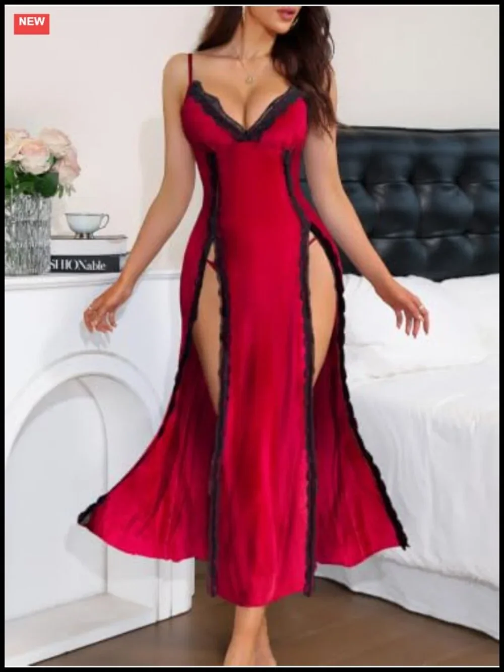Silky Sleeveless V-Neck Babydoll Chemise Nightgown with Thong 2pc Set
